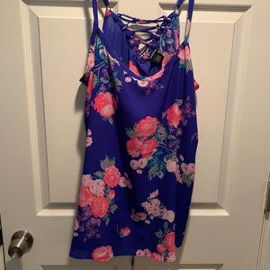 SOPHIE - BLUE & NEON PINK FLORAL SWING CAMI